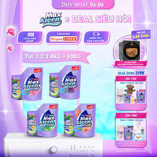 Combo Túi nước giặt xả MaxKleen 2.4kg/2.2kg + Túi nước lau sàn MaxKleen 600g