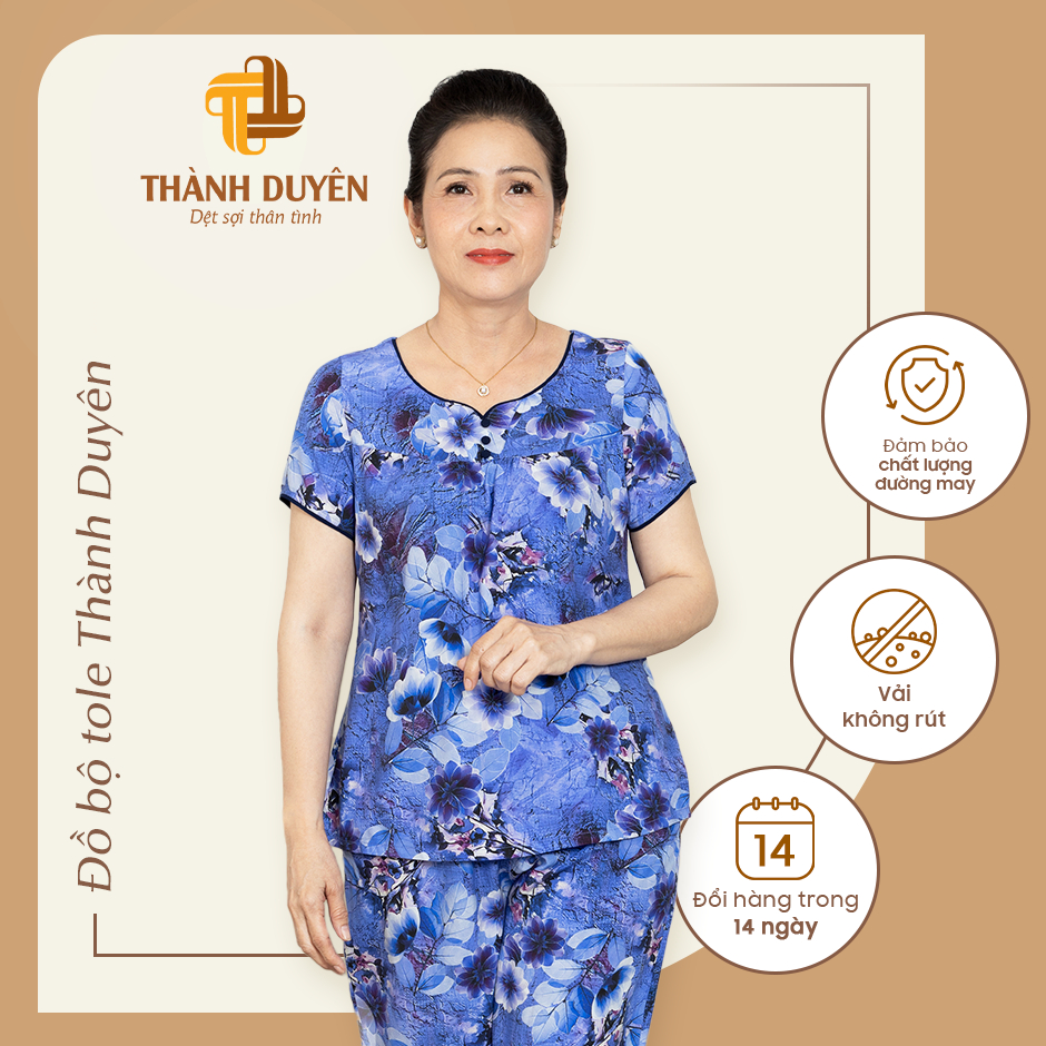 Đồ bộ Tole mặc nhà Thành Duyên hoa quần 9 tấc, tay cánh tiên, thoáng mát (1F)(01_24) - 1599TCT