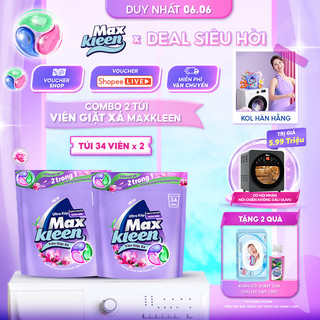 Combo 2 Túi Viên Giặt Xả MaxKleen Hương Nước Hoa Huyền Diệu (34 Viên/Túi)