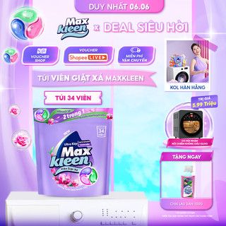 Túi Viên Giặt Xả MaxKleen Hương Nước Hoa Huyền Diệu (34 Viên)