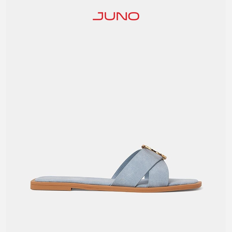 Giày Sandal Nữ 1cm Thời Trang JUNO Bệt Gắn Khoá Trang Trí SD01136