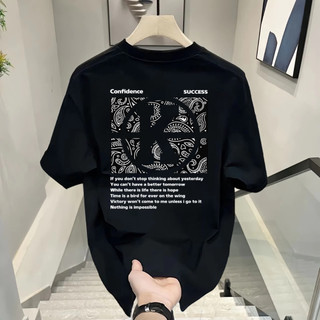 GUGR Áo Thun cotton Tay Ngắn Dáng Rộng In Hình Quả Lê Phong Cách hip hop Thời Trang Cho Nam
