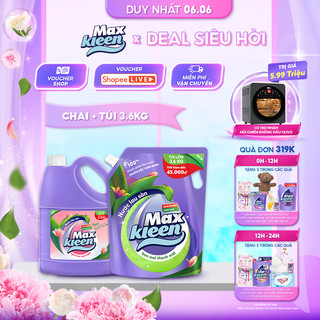 Combo Chai Lau Sàn MaxKleen Ngọt ngào 3.6kg + Túi Lau Sàn Ban mai 3.6kg