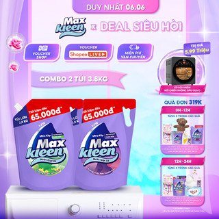 Combo 2 Túi nước giặt xả MaxKleen Vườn Sớm mai + Nước hoa Huyền diệu 3.8kg/túi