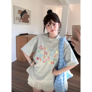 Local brand Focus áo thun mát Xám tay ngắn in Mùa hè 2024 áo phông oversize unisex cổ tròn form rộng 100%cotton