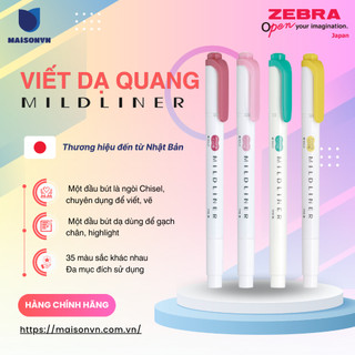 Bút đánh dấu 2 đầu Zebra Mildliner Nhật Bản 35 màu [Chính hãng] - 1 cây