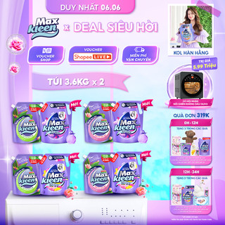 Combo Túi Nước Giặt Xả MaxKleen chuyên dụng Cửa trước 3.6kg + Túi Nước Lau sàn 3.6kg