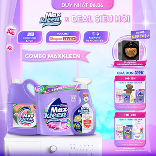 Combo MaxKleen: Chai Lau Sàn 3.6kg Ngàn Hoa Ngọt Ngào + Túi Viên Giặt Xả + Nước Lau Bề Mặt Đa Năng