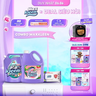 Combo Túi nước giặt xả thiên nhiên 3.6kg + Chai nước lau sàn ngọt ngào 3.6kg + Khăn lau đa năng MaxKleen