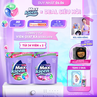 Combo 2 Túi Viên Giặt Xả MaxKleen Hương Ngày Thư Thái + Nước Hoa Huyền Diệu (34 viên/túi)