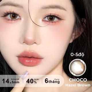  【Choco Hazel Brown 0-5 độ Kính áp tròng MCK1 Freshlady lens nâu cận Brown 6 tháng lens giãn tròng to 14.5mm live độ3 