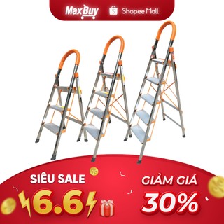 Thang ghế chữ a AMECA AMG inox tay vịn gấp gọn đa năng 3,4,5,6 bậc, bảo hành chính hãng 18 tháng, Giao hàng hoả tốc