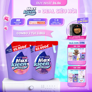 Combo 2 Túi nước giặt xả MaxKleen Hoa nắng + Huyền diệu 3.8kg/túi