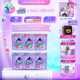 Combo 6 Túi Viên Giặt Xả MaxKleen Hương Nước Hoa Huyền Diệu/ Ngày Thư Thái (34 viên/túi)