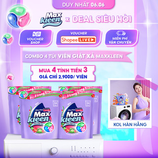  Combo 4 Túi Viên Giặt Xả MaxKleen Hương Ngày Thư Thái (34 viên/túi)