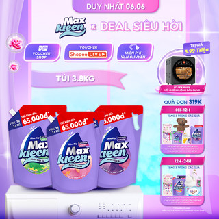 Túi Nước Giặt Xả MaxKleen 3.8kg Hương Nước hoa huyền diệu/ Hoa nắng/ Vườn sớm mai