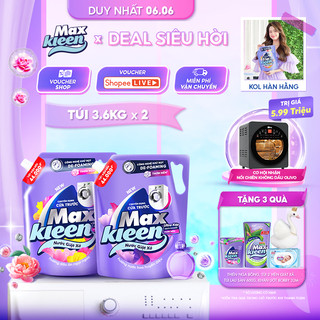 Combo 2 Túi Nước Giặt Xả MaxKleen chuyên dụng Cửa Trước 3.6kg/túi Hương Nước hoa huyền diệu/Dấu ấn ngọt ngào