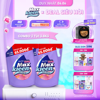 Combo 2 Túi Nước Giặt Xả Maxkleen Hương Hoa Nắng 3.8kg/Túi