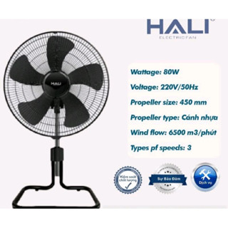Quạt sàn lửng công nghiệp HALI LS199 - 80W - Cánh 450mm chỉnh cao thấp chiều cao