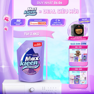 Túi Nước Giặt Xả MaxKleen Hương Nước Hoa Huyền Diệu 2,4kg