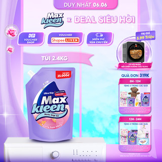 Túi Nước Giặt Xả MaxKleen Hương Hoa Nắng 2,4kg