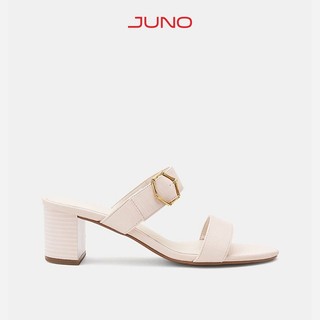  Giày Sandal Nữ 5cm Thời Trang JUNO Gót Vuông Quai Ngang Phối Khóa Trang Trí SD05104 