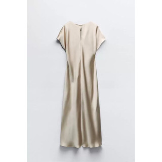 (Sẵn) Váy midi lụa tay hến xoắn eo Zarraa