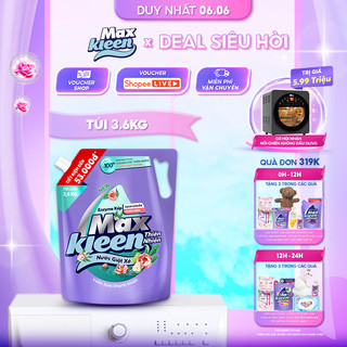 Túi Nước Giặt Xả MaxKleen Thiên Nhiên Vườn hoa thanh khiết 3.6kg
