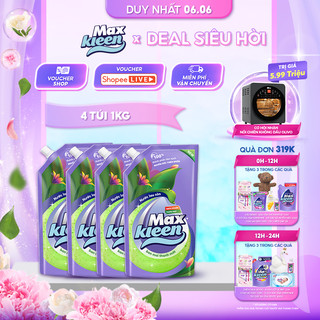 Combo 4 Túi Nước Lau Sàn Ban Mai Thanh Mát MaxKleen (1Kg/túi)