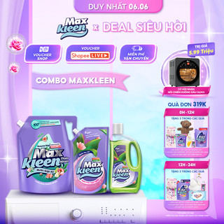 Combo MaxKleen: 1 Túi Nước Giặt 2.2kg + 1 Chai Nước Lau Sàn 1kg + 1 Túi Nước Lau Sàn 1kg