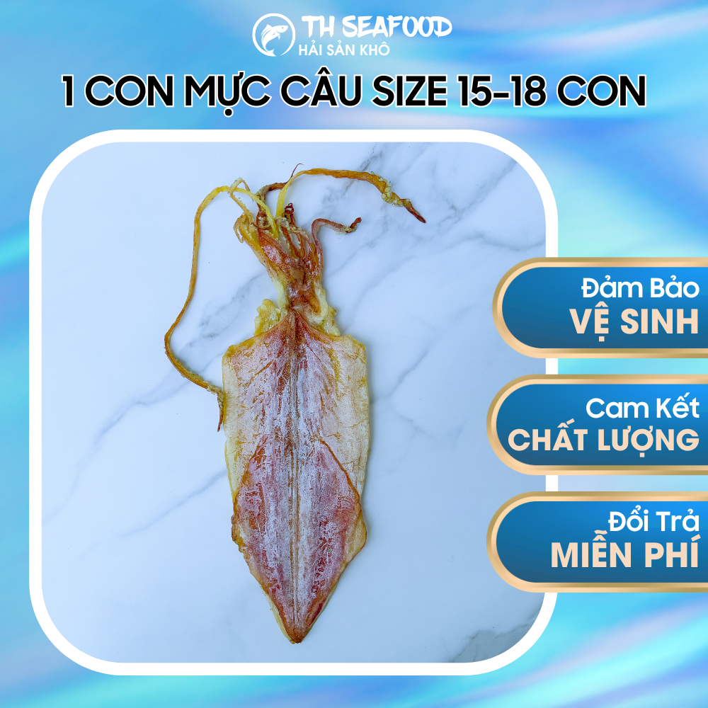 Mực khô nguyên con loại 1, Khô mực câu tay, mình dày, thịt ngọt size 15 - 18 con/1kg [PL 1 con ] đặc