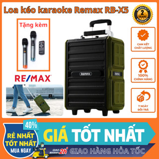 Loa kéo karaoke Remax RB-X5 - Loa bluetooth tặng kèm 2 mic, thiết kế dễ dàng di chuyển, âm thanh to, mạnh mẽ - BH 2 năm