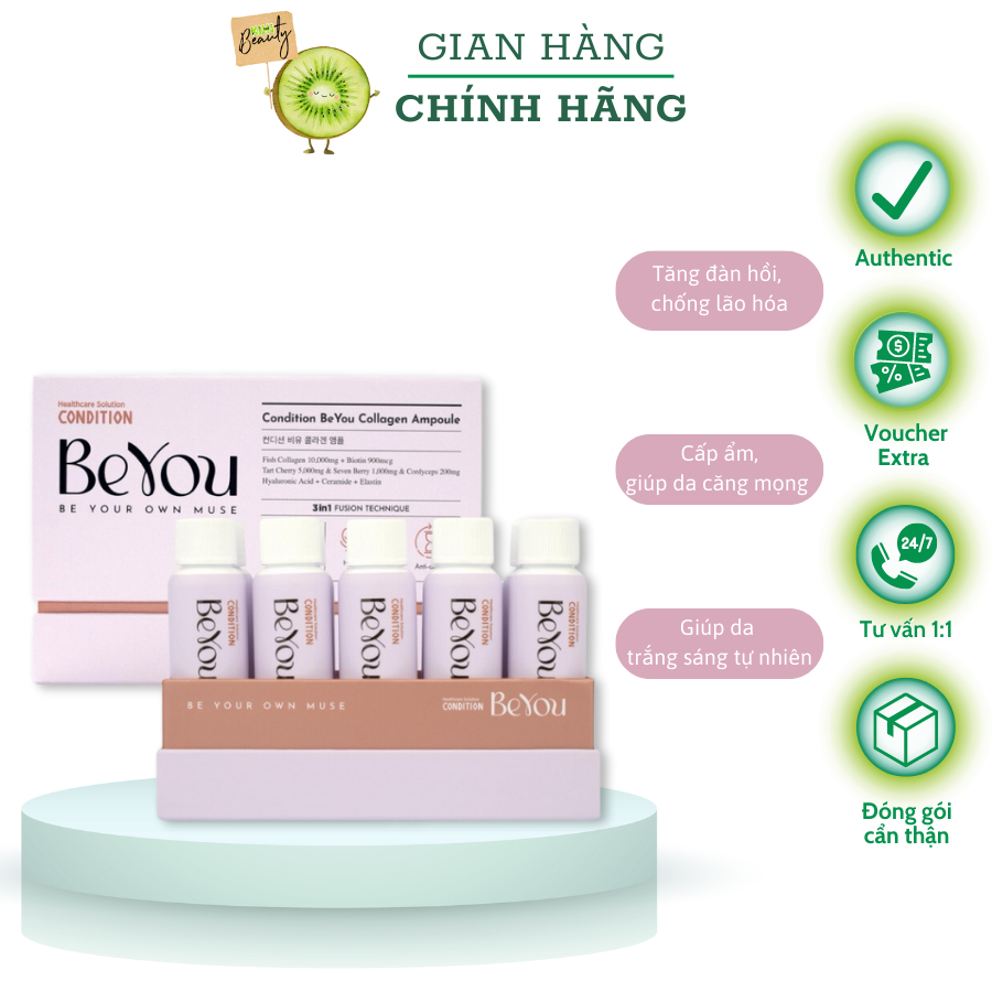 Nước uống bổ sung Hộp 10 chai COLLAGEN 10,000MG CONDITION BEYOU AMPOULE 50ml | Kiwi Beauty