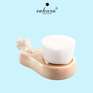 Cọ rửa mặt Sakura Nhật Bản cán gỗ lông mịn làm sạch sâu cho da