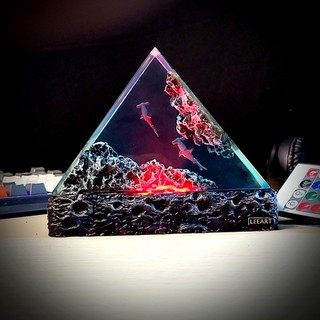 Đèn Ocean Shark tam giác, đèn ngủ đại dương, quà tặng ý nghĩa, đèn trang trí epoxy resin