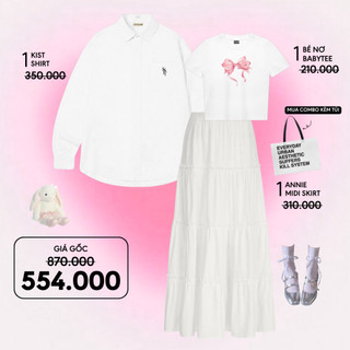  Mua 1 Áo Sơ mi KIST Trắng, 1 Babytee nơ Hồng và 1 Chân váy Annie Trắng Kill System