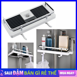 Kệ Đựng Vật Dụng, Xà Bông Gắn Lên Cây Sen Phòng Tắm Chất Liệu Nhựa Cao Cấp Dễ Dàng Lắp Ráp, Có Móc