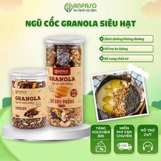 Granola Siêu Hạt Giúp Giảm Cân Anpaso - Hạt Dinh Dưỡng Eat Clean - Đồ Ăn Vặt Healthy Bổ Sung Dinh Dưỡng Hộp 300g-500g