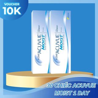 [1 HỘP] Kính áp tròng Acuvue Moist loại dùng 1 ngày, lens mắt trong suốt có độ cận (30 Lens) -Lens Optic