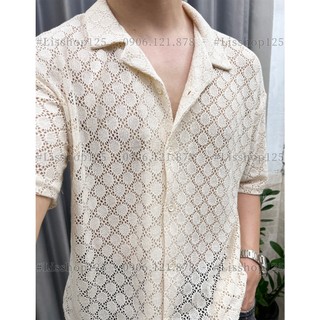Áo sơ mi cộc nam zara authentic vải dệt giả len móc