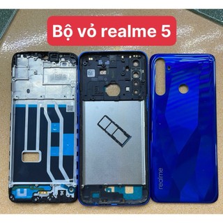 Bộ vỏ+xương+khay sim+kính camera+phím bấm realme 5 / 5S ráp máy đẹp