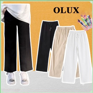 Quần ống rộng nam nữ OLUX, quần dài cạp chun có dây rút điều chỉnh eo chất vải UMI co dãn dày dặn không xù