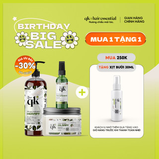 Dầu gội, dầu xả và tinh dầu bưởi handmade qk | chăm sóc tóc cơ bản kích mọc tóc làm sạch giảm gàu suôn mượt