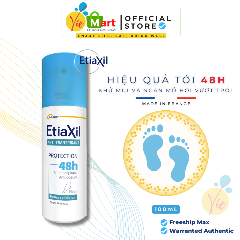 Xịt Etiaxil Giúp Khử Mùi Và Ngăn Mồ Hôi Dành Cho CHÂN Suốt 48h 100ml