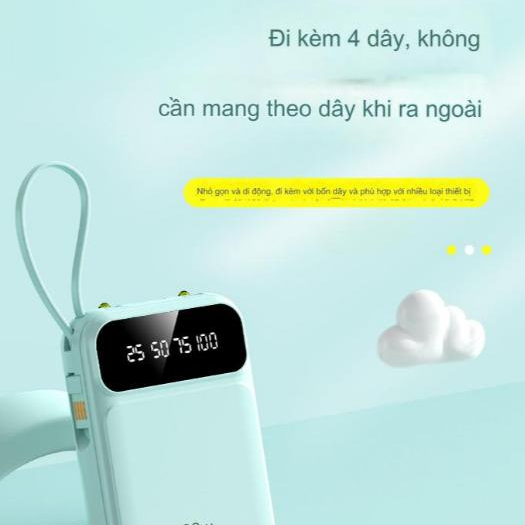 Pin sạc dư phòng cao cấp 20000mah 10000mah sạc nhanh pin mini dung lượng lớn có sẵn nhiều dây sạc với màn hình led