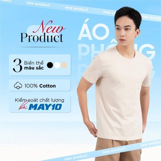 Áo phông nam GENEROS MF010124001 Áo thun trơn cổ tròn cotton basic không nhăn nhàu