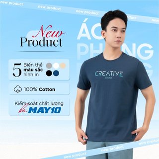 Áo phông nam cổ tròn cao cấp Generos MF010124001 áo thun dáng ôm cotton không bai gião in chữ Creative