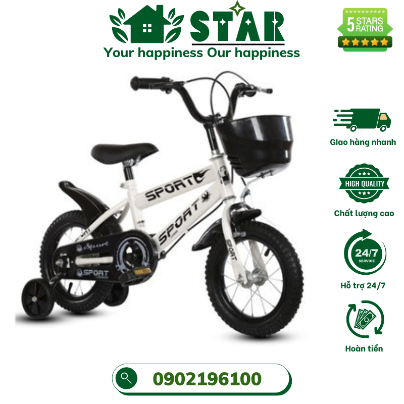 Xe đạp trẻ em SPORT,2>6 tuổi, vành nan 12inch