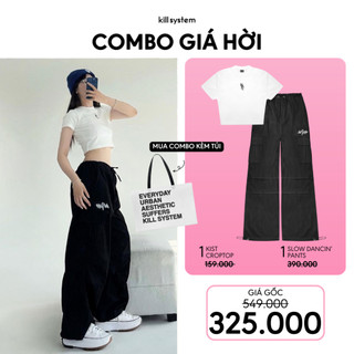  Mua 1 Áo KIST Croptop Trắng và 1 Quần Slow Dancin' Đen Kill System