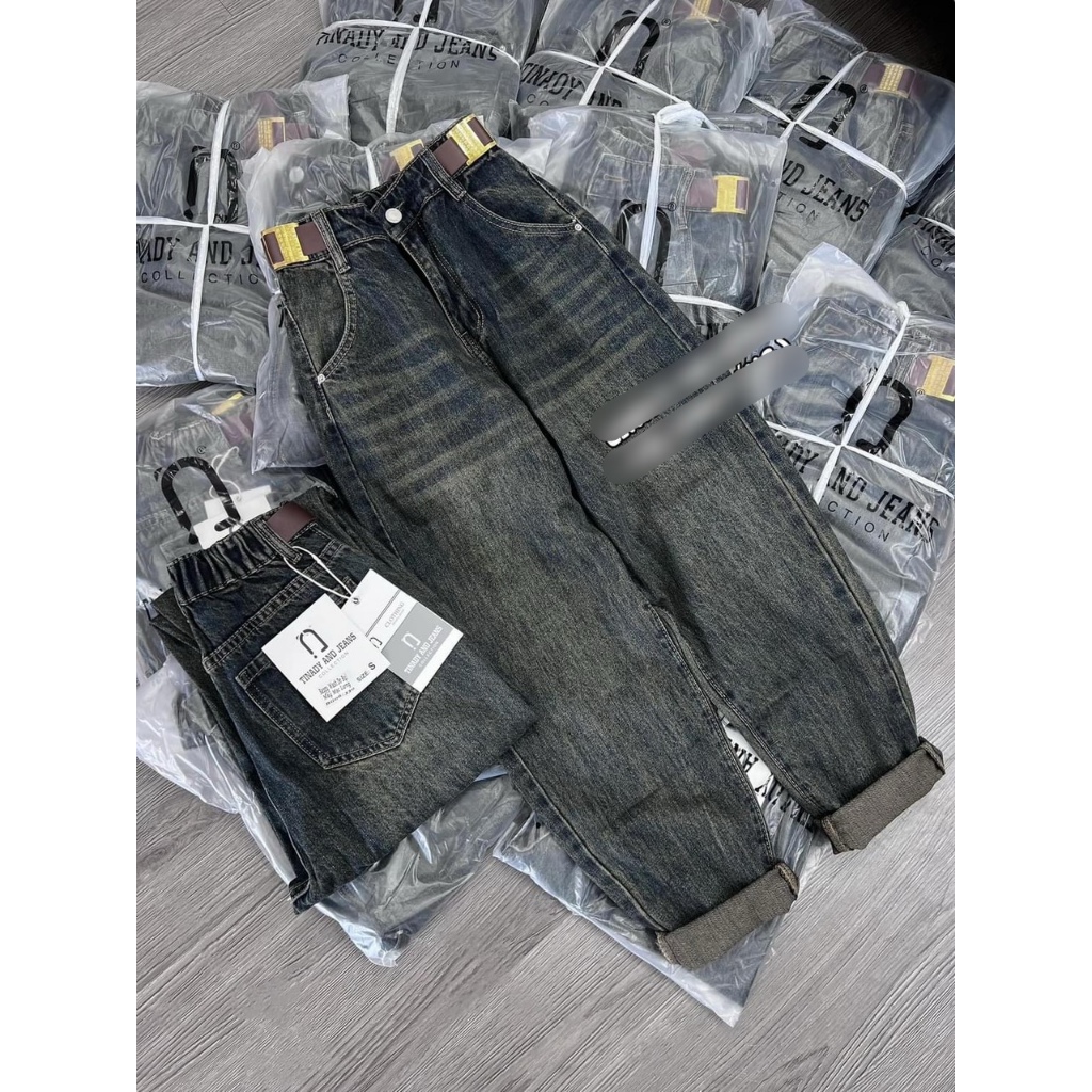 Quần jeans dài baggy trơn lưng chun new hot cwt6